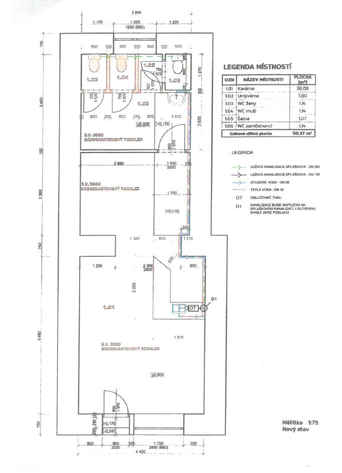Nádražní 612/36, jednotka č. 612/903 - kavárna - 51,12 m²